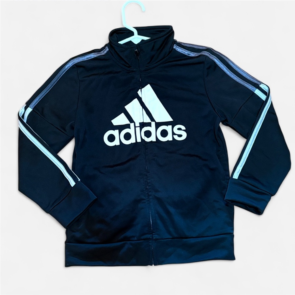 Adidas Kids Black and White Zip-Up Track Jacket. Size 6 Back to school!